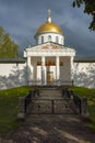 The city of Pechora. The Holy Dormition Pskov-Pechersk Monastery. Cathedral of St. Michael the Archangel Royalty Free Stock Photo