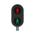 City pedestrian traffic lights icon, flat style