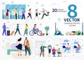 City People Life and Work Flat Vector Concepts Set