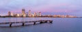 Panoramic sunset view of the city of Perth Western Australia Royalty Free Stock Photo