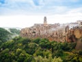 City of Pitigliano in Tuscany, Italy after sunset Royalty Free Stock Photo