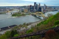 The city of Pittsburgh at the confluence of the three rivers Royalty Free Stock Photo