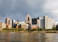 Beautiful city Pittsburgh skyline on sunset PA USA