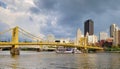 City Pittsburgh skyline on sunset PA USA