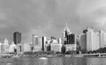 City Pittsburgh skyline black and white picture