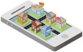 City plan isometric on smartphone Royalty Free Stock Photo
