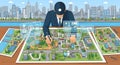 City Planner with Futuristic Interface Royalty Free Stock Photo