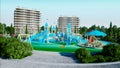 City, playground architectural 3d visualization. 3d rendering.