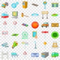 City pointer icons set, cartoon style