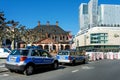 City police in the city centre of Frankfurt am Main near the Zeil..