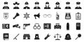 City policeman icons set, simple style Royalty Free Stock Photo