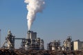 City pollution mixed with morning fog, industrial chimneys around Belgrade, one of the most polluted cityscapes in Europe