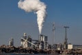 City pollution mixed with morning fog, industrial chimneys around Belgrade, one of the most polluted cityscapes in Europe