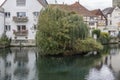 city pond in Paderborn with island of trees Royalty Free Stock Photo