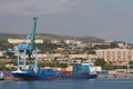 City, port, container carrier. Marseille, France