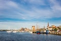 City port in Rostock (Germany) with sailing ships