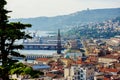 City and port view in sunny day in Trieste, Italy