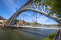 City of Porto in Portugal. Ponte Luiz I Bridge over Douro river
