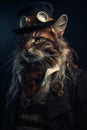 Feline Fashion: An Eccentric Maine Coon in City cat Portrait Wearing