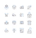 City postal services line icons collection. Delivery, Mailbox, Courier, Postage, Sorting, PO Box, Stamps vector and