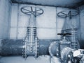 City potable water pipeline in concrete shafts with 500mm Gate valve Royalty Free Stock Photo