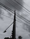 City power grid with cloudy weather conditions Royalty Free Stock Photo