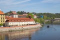 City Prague, Czech Republic. Old buildings and street view. Vltava river. Travel photo 2019