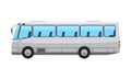 City public bus with flat and solid color style design. Transparent window glasses. Vector illustration. Royalty Free Stock Photo