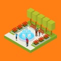 City Public Park or Square Object 3d Isometric View. Vector Royalty Free Stock Photo