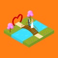 City Public Park or Square Object 3d Isometric View. Vector Royalty Free Stock Photo