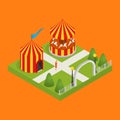 City Public Park or Square Object 3d Isometric View. Vector Royalty Free Stock Photo