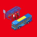 City Public Transport Bus 3d Isometric View. Vector Royalty Free Stock Photo