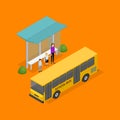 City Public Transport 3d Isometric View. Vector Royalty Free Stock Photo