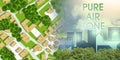 City Pure Air Zone with trees - indoor and outdoor air quality