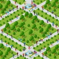 City quarter park top view landscape isometric 3D projection