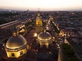 In the city of Queretaro, an arial view of the Santa Cruz church