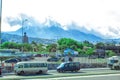 The city Quito street Equinoccial, Mitad del mundo. 17/09/2018.