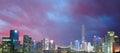 Shenzhen skyline, rainbow, China Royalty Free Stock Photo