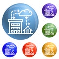 City rainfall icons set vector Royalty Free Stock Photo