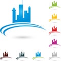 City, real estate and real estate agent logo