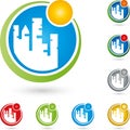 City, real estate and real estate agent logo