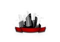 City with ribbon. Vector Royalty Free Stock Photo