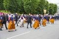 Choral Festival, singers at street, national costume and culture