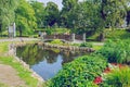 City Riga, Latvia republic. Riga Central Park with tourists and flowers, resting place..18 Aug. 2019