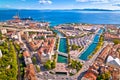 City of Rijeka aerial view of Rjecina river Delta Royalty Free Stock Photo