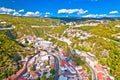 City of Rijeka Rjecina river canyon and Trsat sanctuary aerial view Royalty Free Stock Photo