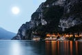 The city Riva del Garda by night. Royalty Free Stock Photo