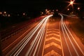 City road with car light streaks Royalty Free Stock Photo