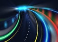 City road car light trails. High speed vector background. Illumination of road with speed car motion illustration Royalty Free Stock Photo