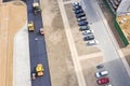 City road construction. road rollers at asphalt pavement works Royalty Free Stock Photo